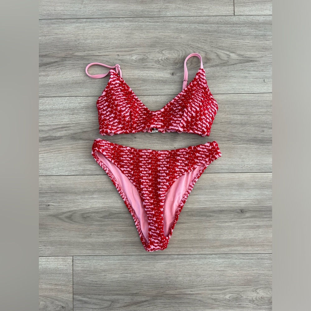 Red and Pink Bikini Set